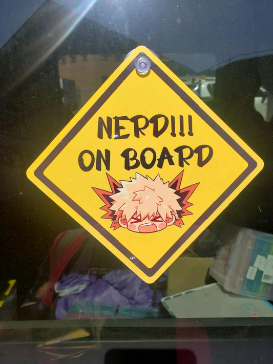 Nerd On Board metal car sign